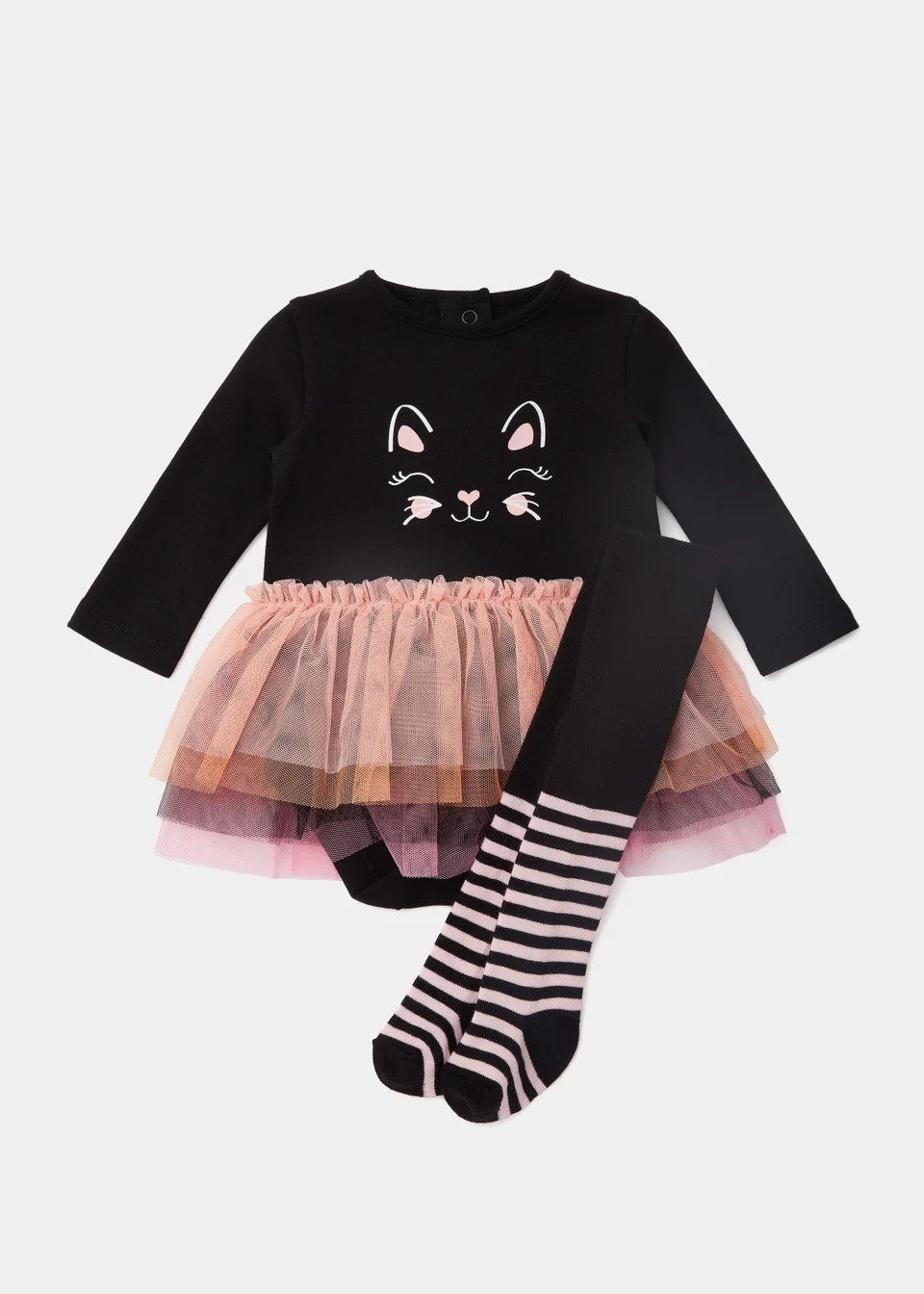 Baby Black Cat Bodysuit Tutu & Tights Set (Newborn-18mths) | Matalan (UK)