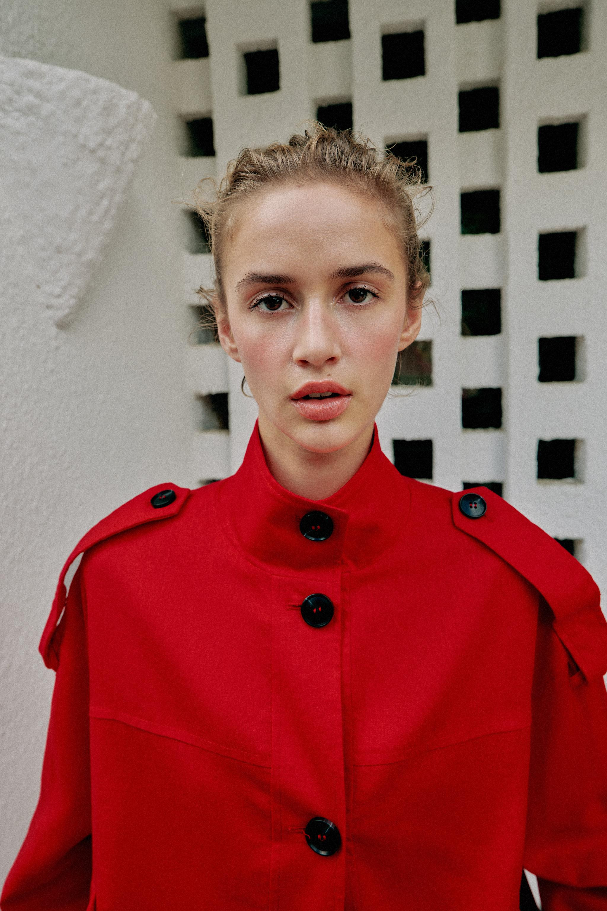 HIGH NECK LINEN BLEND JACKET | Zara UK