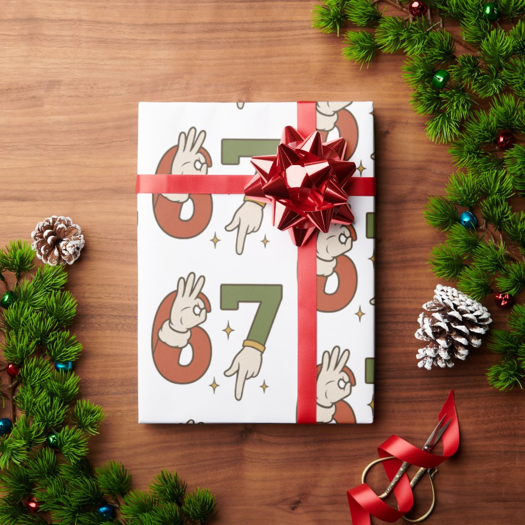 Six Seven 67 6 7 Christmas Santa Elf Meme Wrapping Paper | Zazzle