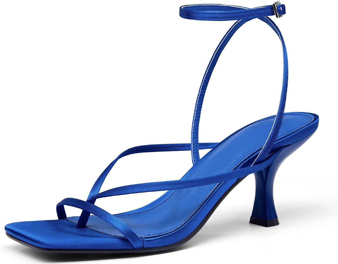PiePieBuy Women's Lace Up Heeled Sandals Square Flip Flop High Heels Strappy Party Shoes | Amazon (US)