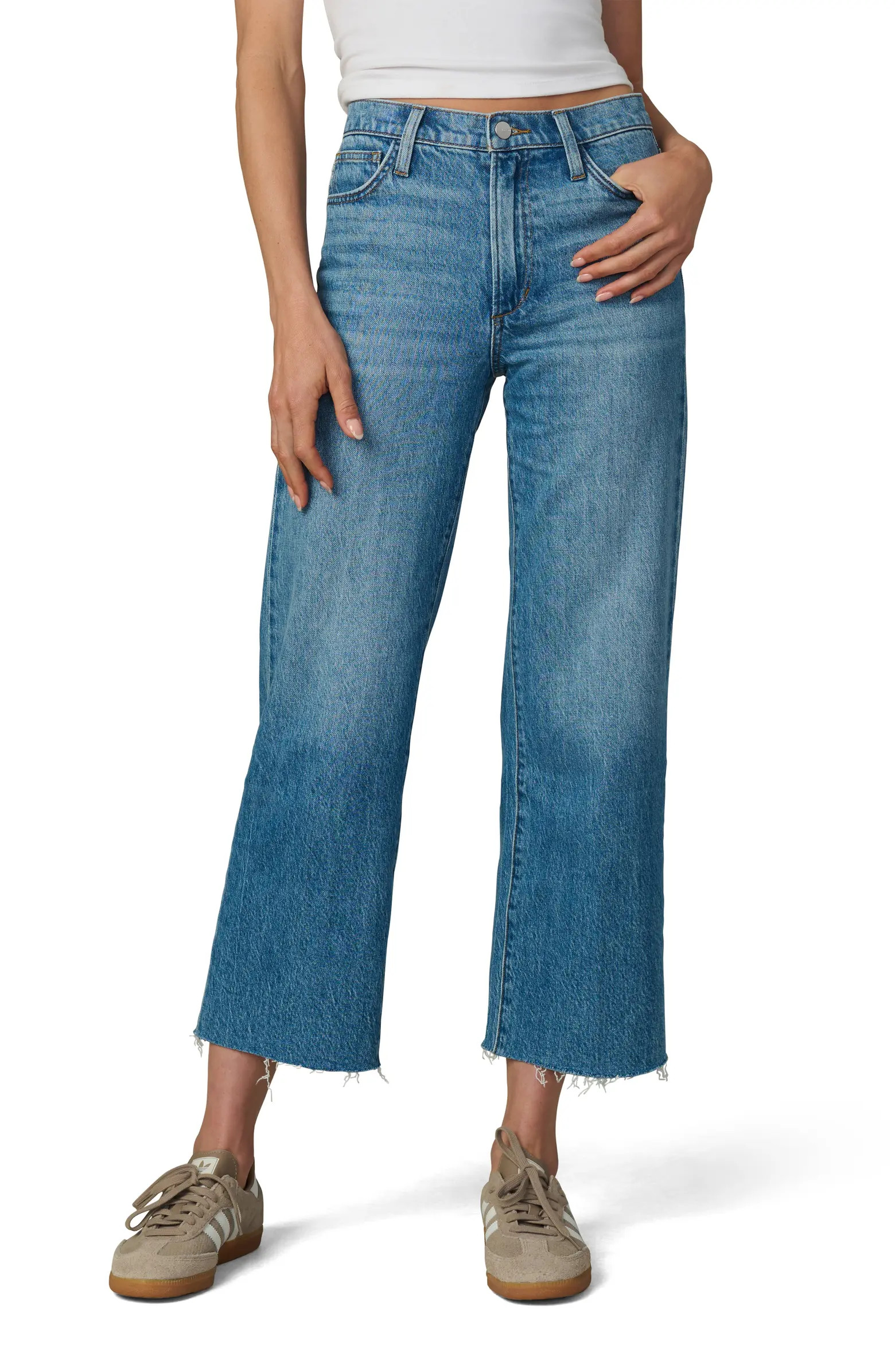 The Blake Raw Hem High Waist Crop Wide Leg Jeans | Nordstrom