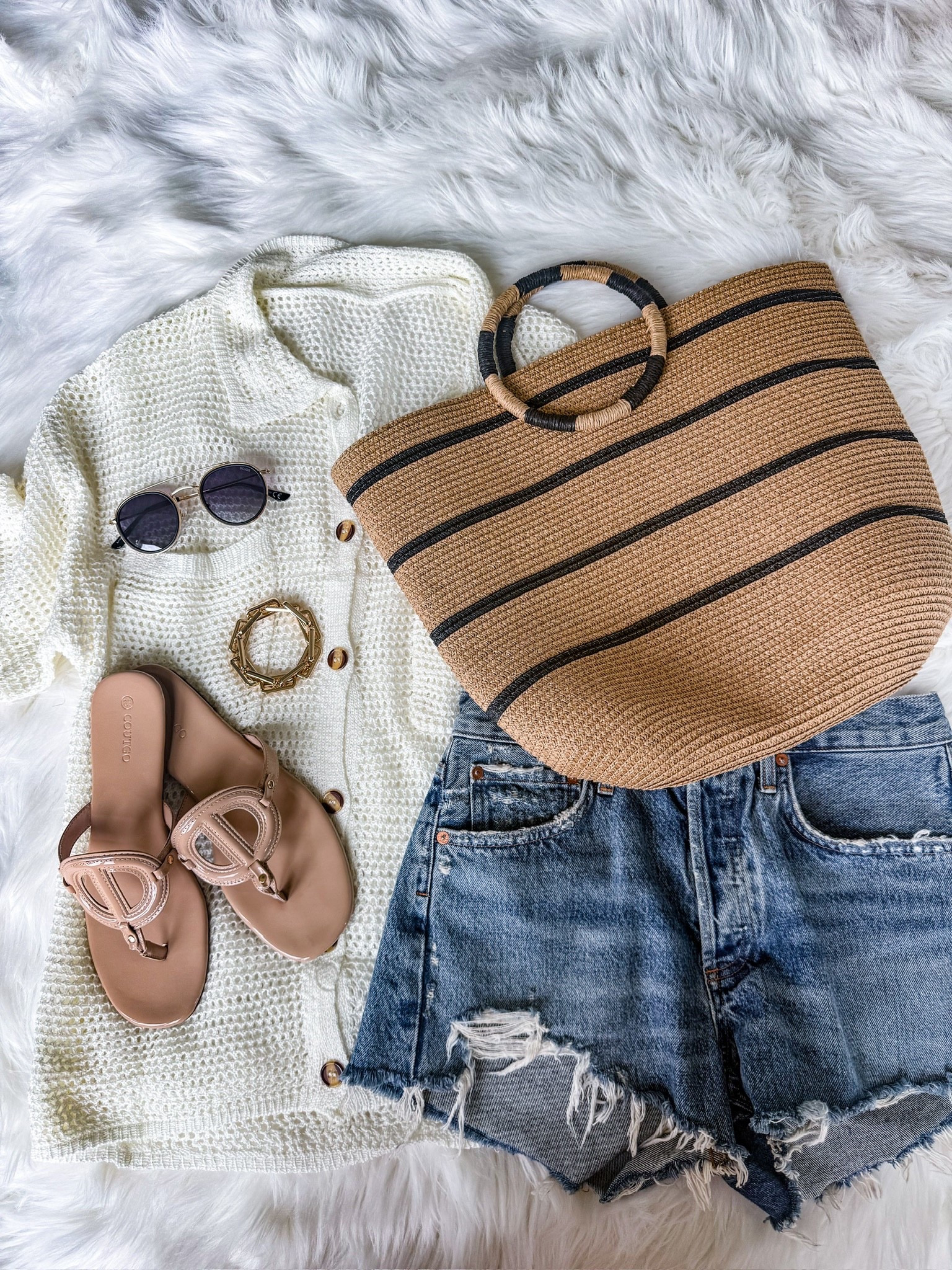 Easy summer outfit idea for a day at the beach! I wear a 27 in the shorts and small in the top! 

#LTKOver40 #LTKgrwm #LTKootd