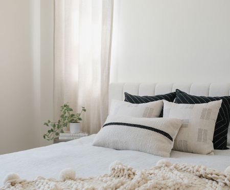Light and neutral guest room, we layered with textures keeping  it minimal and balanced. 

#guestroom #neutraldecor #interiordesign 

#LTKunder100 #LTKhome #LTKunder50