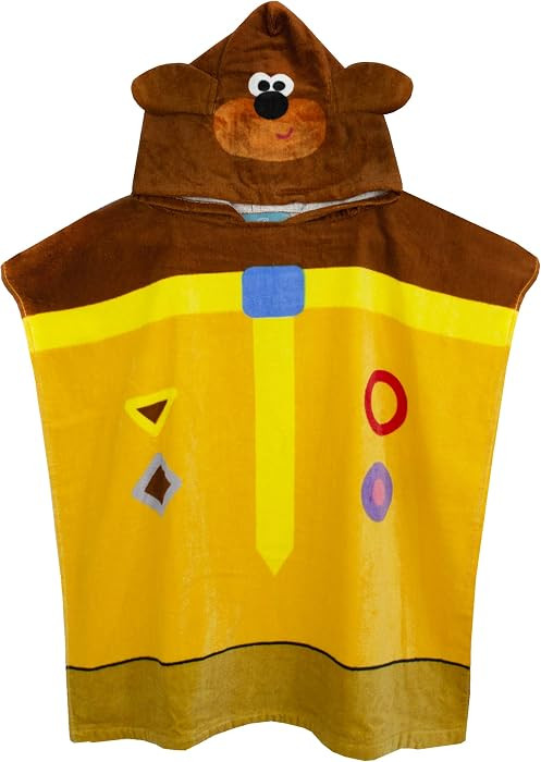 Hey Duggee Cbeebies 3D Ears Poncho Towel for Kids | One Size Hooded Bath Towelling Robe for Boys & Girls | Beach Swim Cover Up for Children & Toddlers Yellow | Amazon (UK)