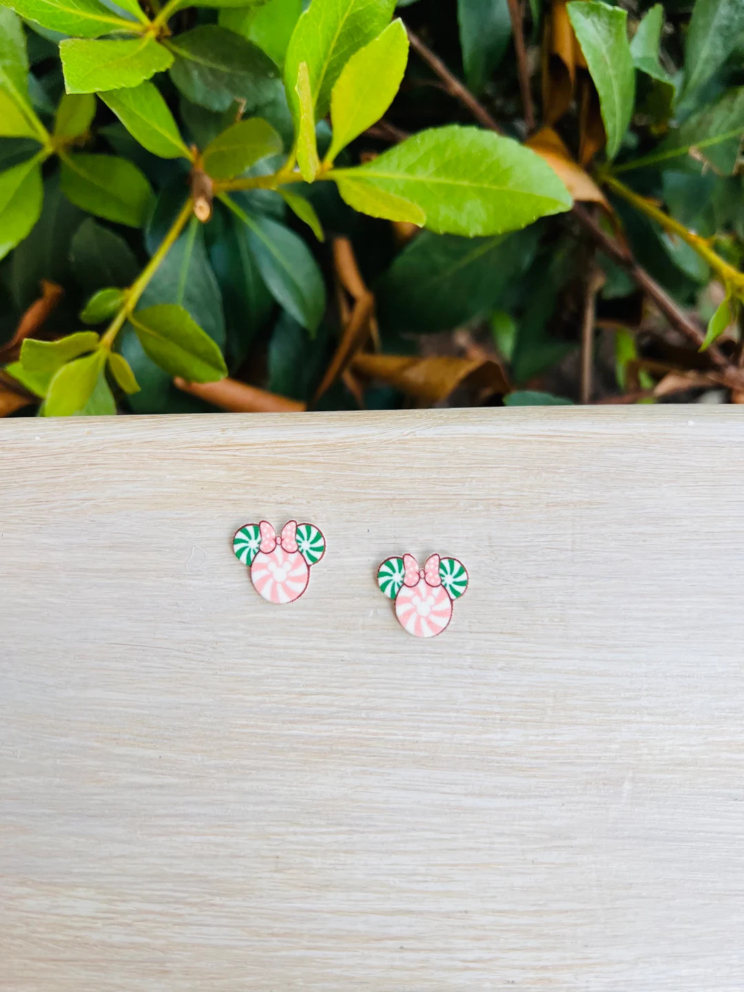 Green and Pink Swirl Peppermint Mouse Earrings/handmade to - Etsy | Etsy (US)