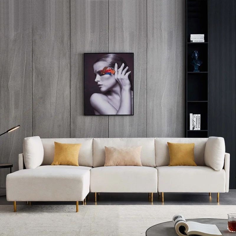 Cerny 108.6"W Modern Polyester Sofa With Ottoman | Wayfair North America