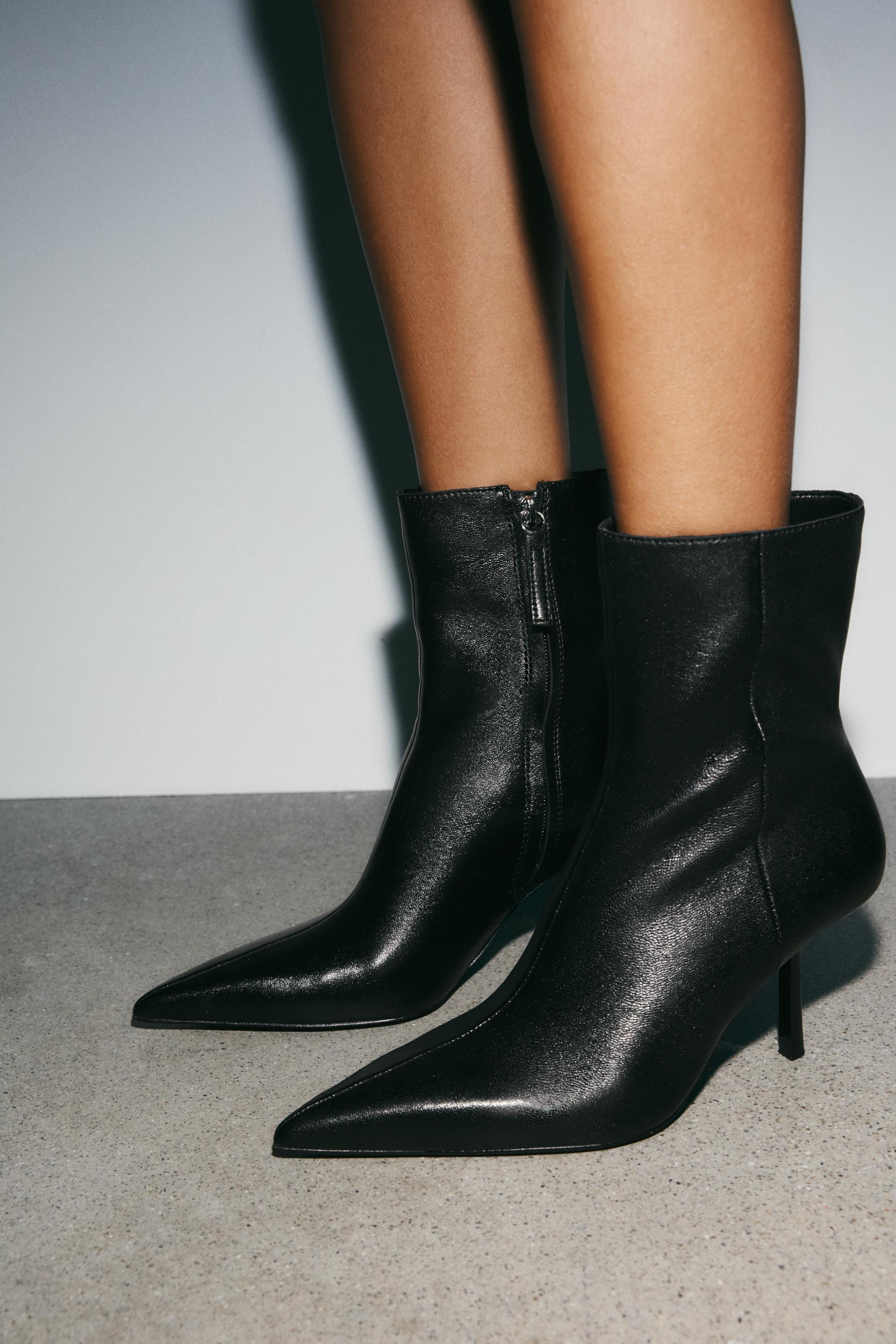 LEATHER HEELED ANKLE BOOTS | Zara US