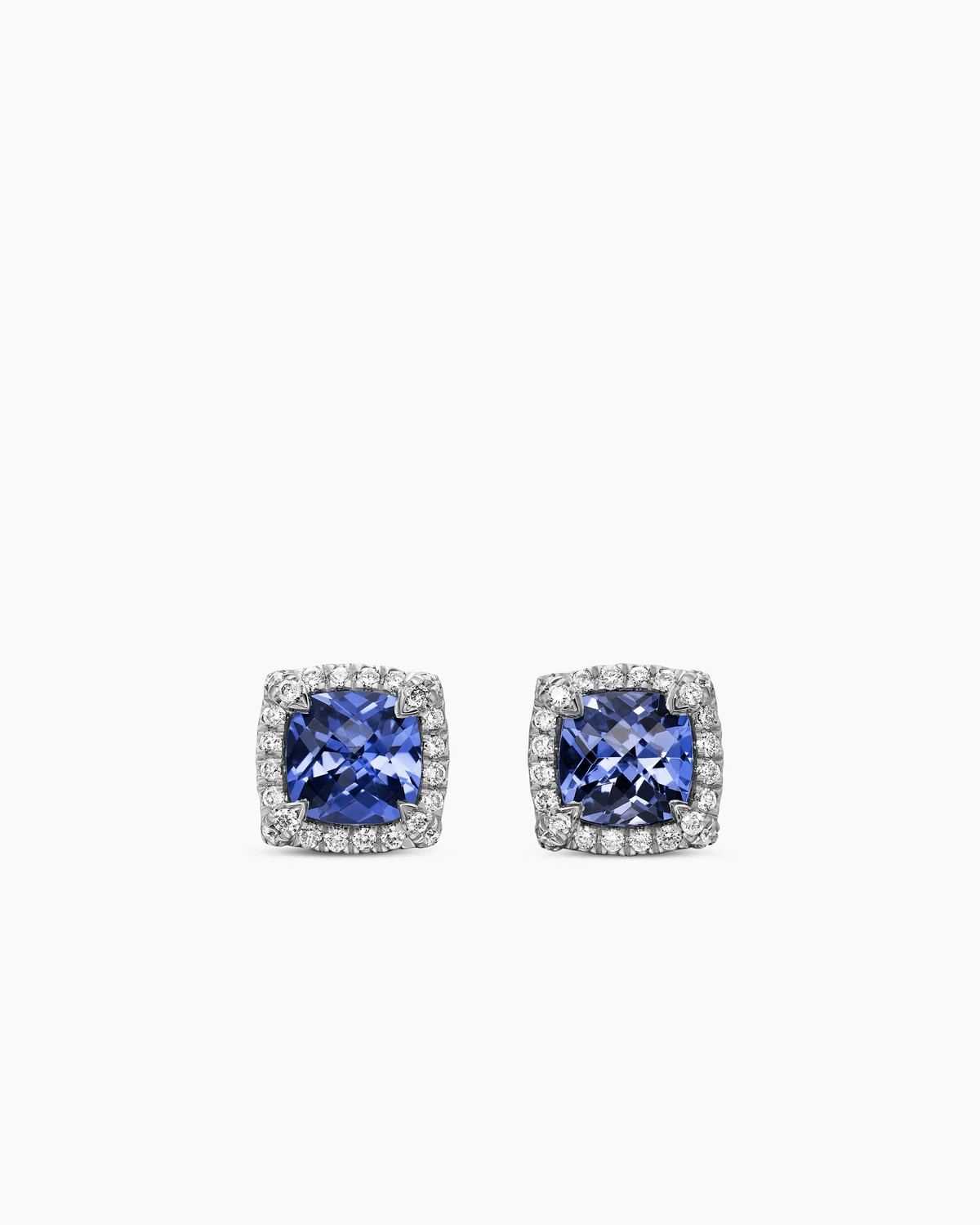 David Yurman | Petite Chatelaine® Pavé Bezel Stud Earrings in 18K White Gold with Tanzanite and... | David Yurman