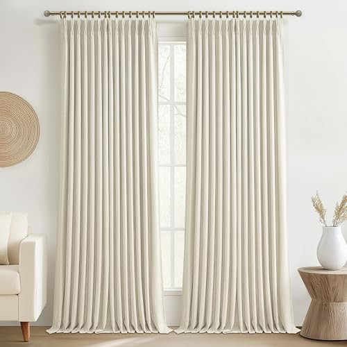 Cream Beige Floor to Length Tall Curtains & Drapes 108 Inches Long 2 Panels for Living Room, Lush... | Amazon (US)
