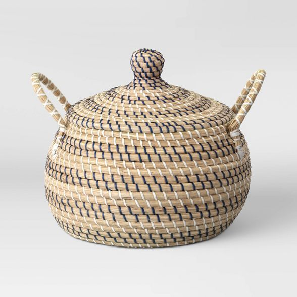 14" x 14" Round Lidded Basket with Handles Striped - Opalhouse™ | Target