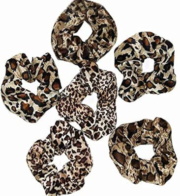 6 PCS scrunchies for hair cheetah print hair ties scrunchie animal print velvet leopard bow women... | Amazon (US)
