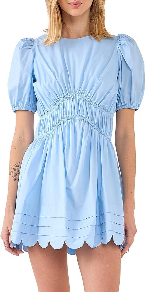 English Factory Women's Scallop Detail Mini Dress | Amazon (US)