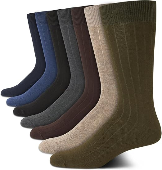Van Heusen Men's Dress Socks - 7 Pack Premium Stretch Moisture Wicking Crew Socks with Reinforced... | Amazon (US)