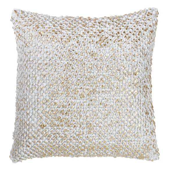 18"x18" Foil Printed Pom-Pom Square Throw Pillow - Saro Lifestyle | Target