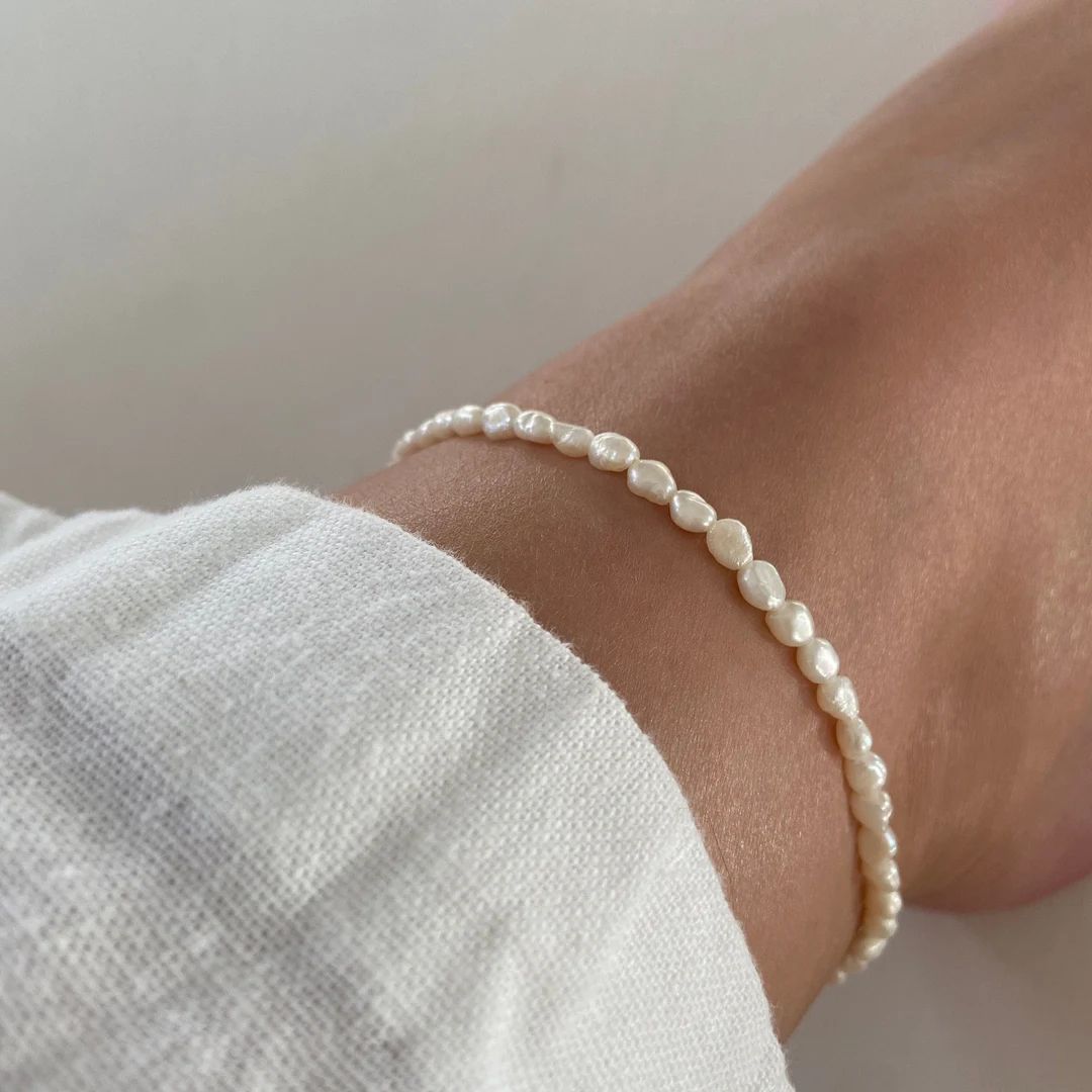 Freshwater Pearl Anklet, Dainty Pearl Anklet, Tiny Seed Pearl Ankle Bracelet, Seed Bead Anklet, S... | Etsy (US)