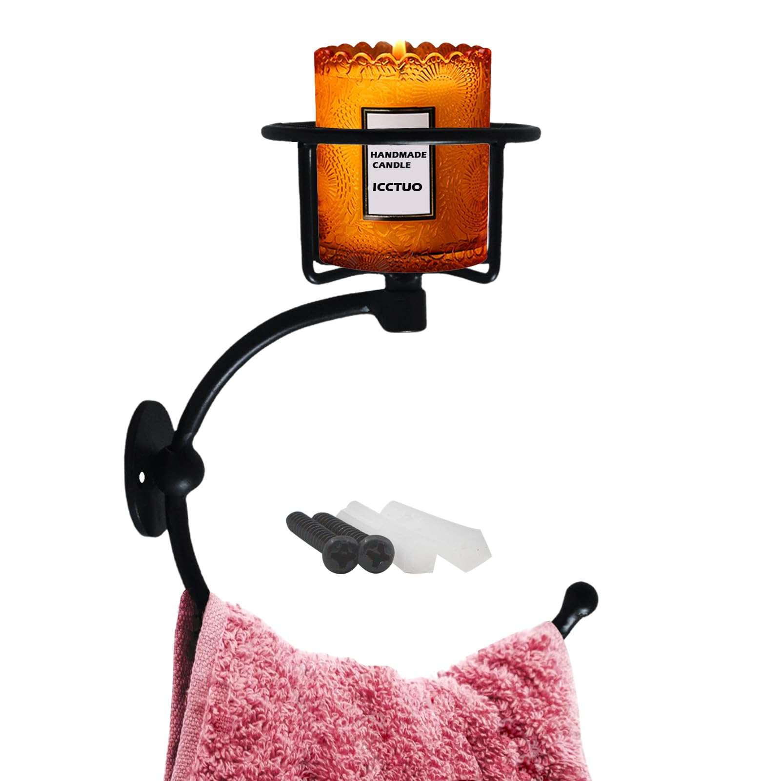 Hand Towel Holder, Matt Black Hand Towel Ring for Bathroom Wall Mounted, Heavy Duty Towel Hook wi... | Amazon (US)