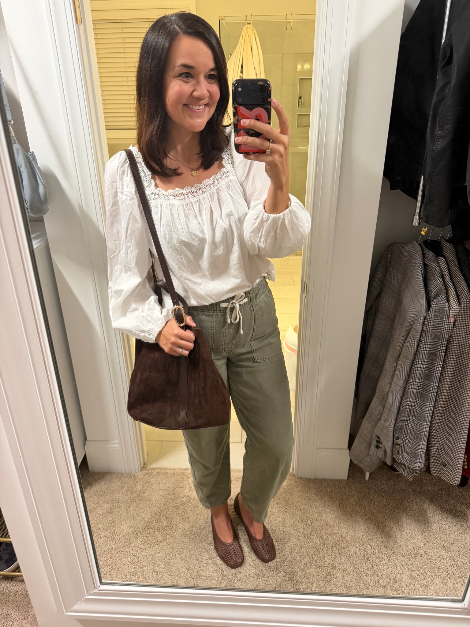 I saw this outfit on the mannequin at Old Navy and knew I needed it head to toe! I already owned my own olive pants (from Gap) but the rest is all Old Navy including the shoes and purse! 

#LTKOver40 #LTKTall #LTKMidsize