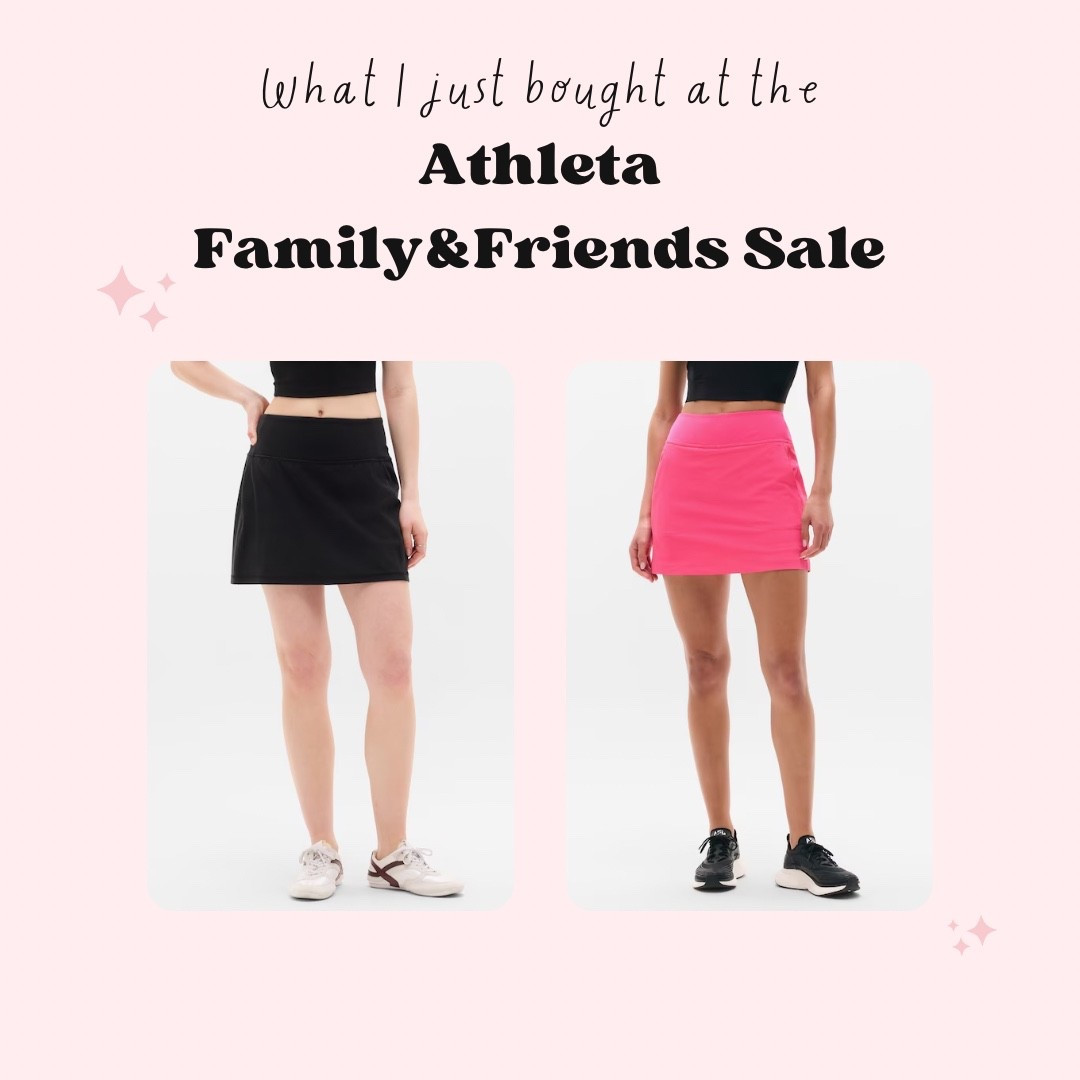 What I just bought from the Athleta family and friends sale! Skirt on left is in black. Skirt of right is in cerise 
