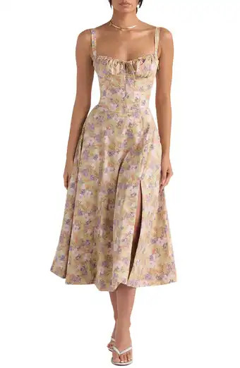 Elia Floral Stretch Cotton Blend Corset Sundress | Nordstrom