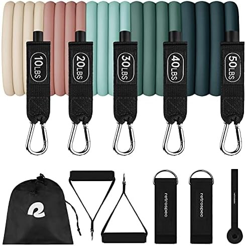Retrospec Train Resistance Bands Set for Working Out - 5 Stackable Bands, Handles & Door Anchor -... | Amazon (US)