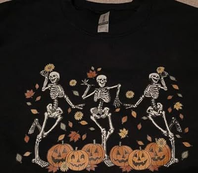 Amazon.com: blucagand Dancing Skeleton Pumpkin Sweatshirt Crewneck Halloween Fall Leaves Hoodie : Cl | Amazon (US)
