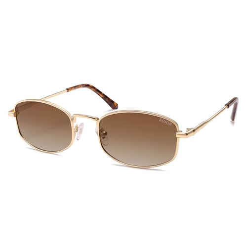 SOJOS Trendy Oval Polarized Sunglasses for Women Men, Retro Fashion Shades UV400 Protection SJ1258,Gold/Brown | Amazon (US)