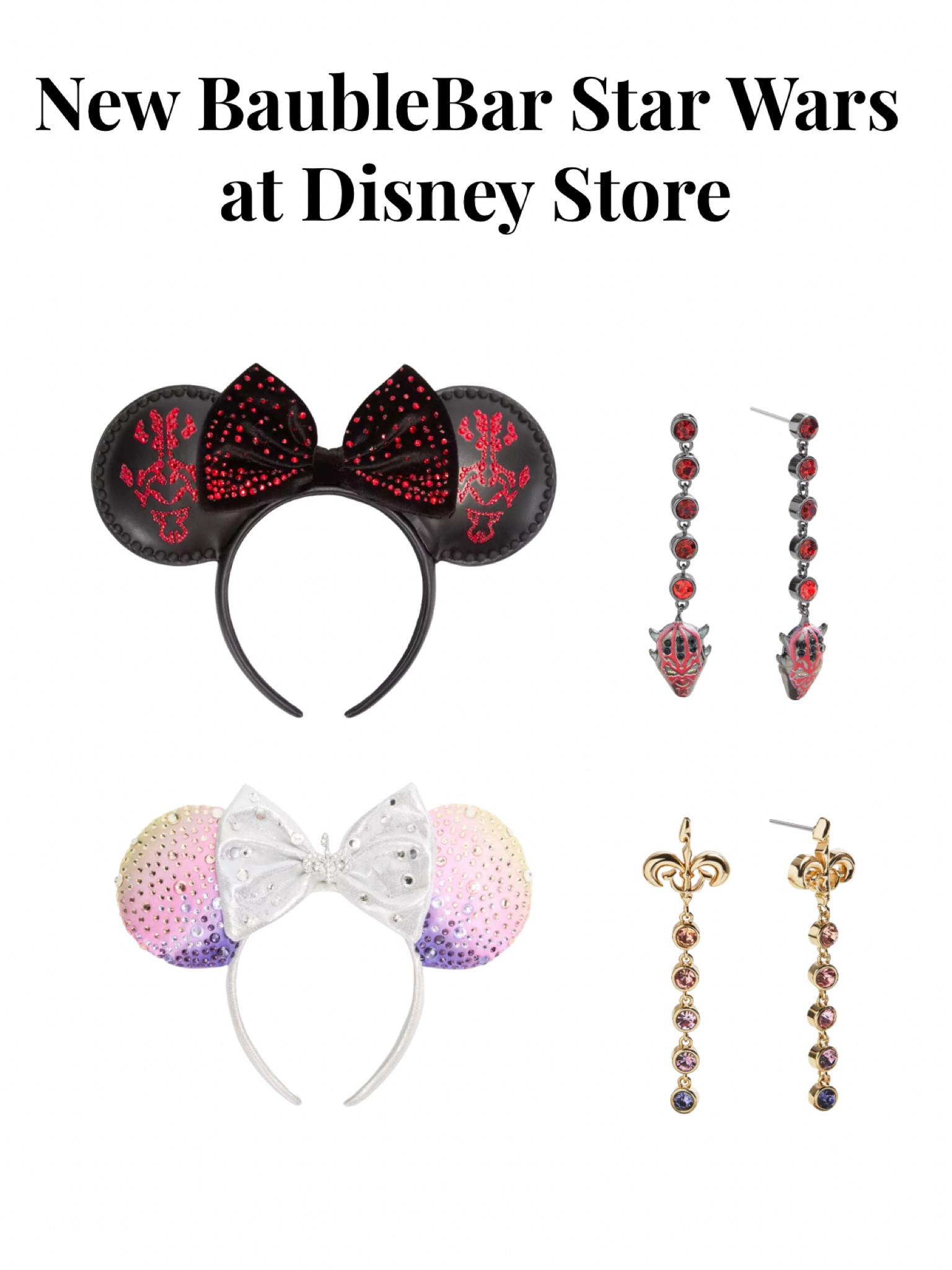 New Star Wars BaubleBar products at Disney Store! They have Maul and Padme Amidala ears and earrings! 🖤❤️🩷

#LTKgrwm #LTKootd #LTKTravel