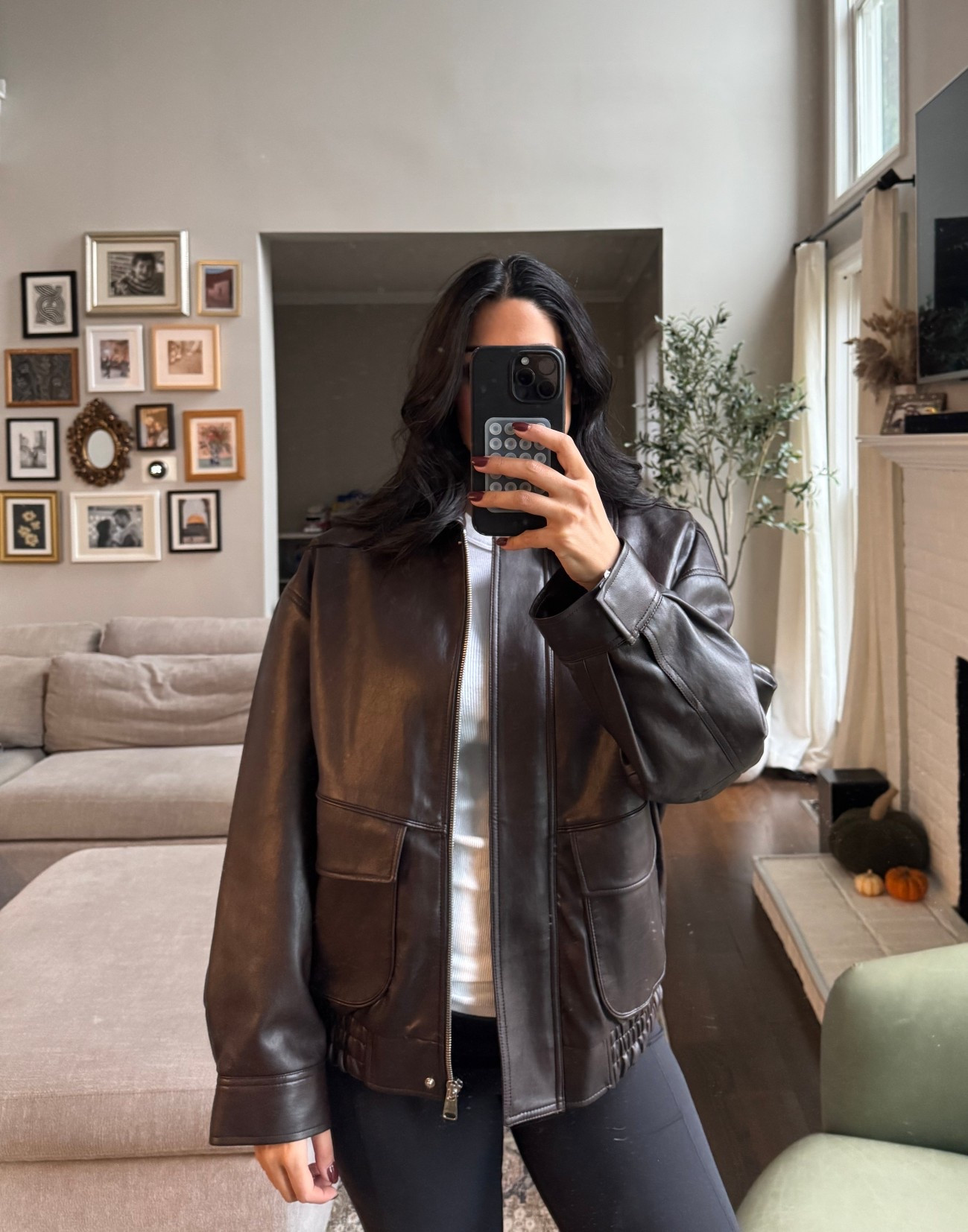 leather bomber jacket 🤎

#LTKootd