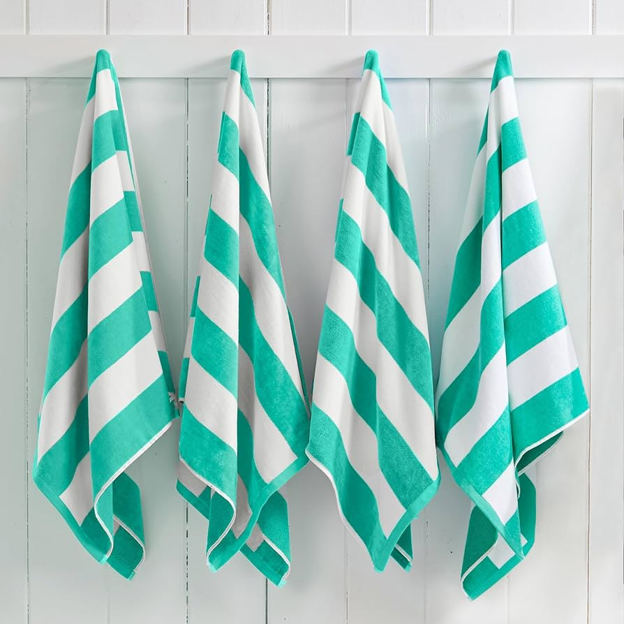 Great Bay Home 100% Cotton Velour Oversized 4 Pack Beach Towels 35" x 70" - Cabana Pool Towels - ... | Amazon (US)