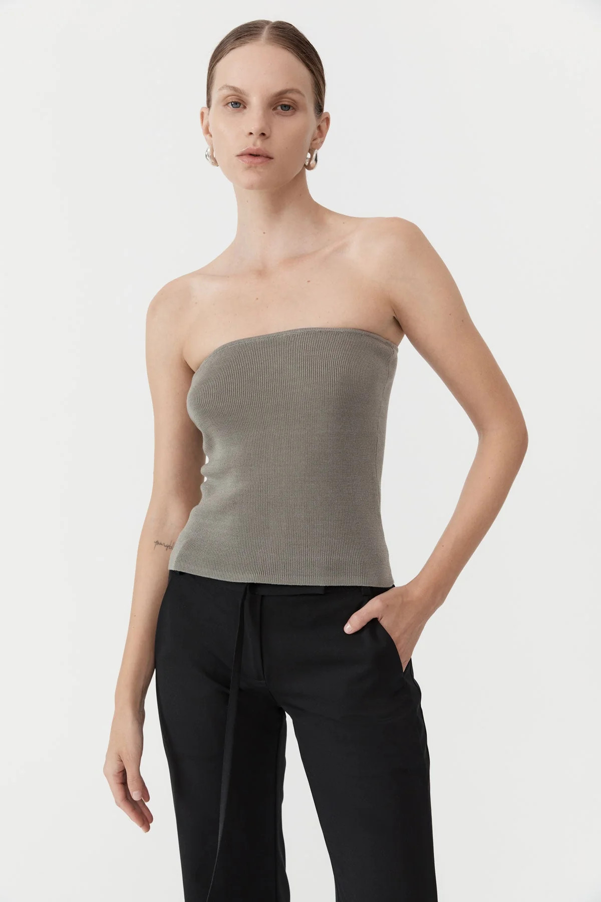 90s Strapless Knit Top - Shadow | St. Agni