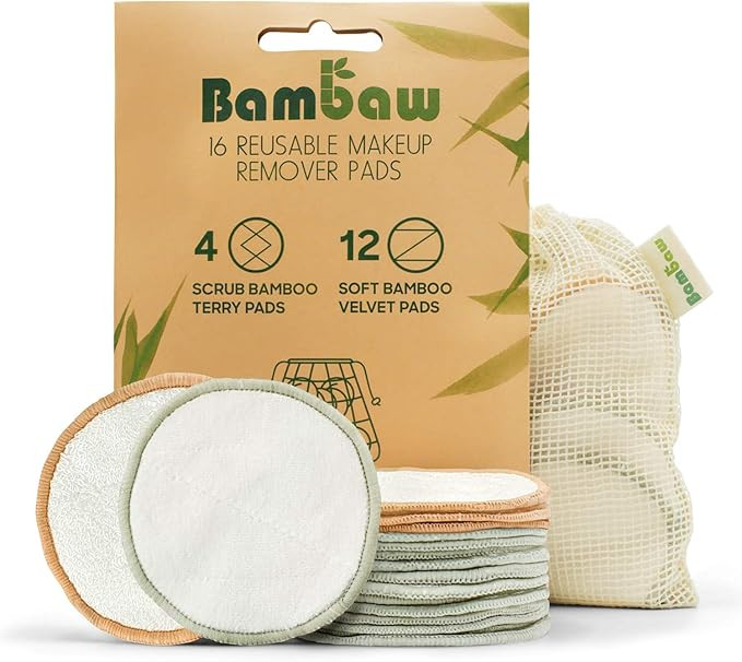 Reusable Make Up Pads | 16 Bamboo Pads with Laundry Bag | Eco-Friendly Cotton Pads | cleansing pa... | Amazon (UK)