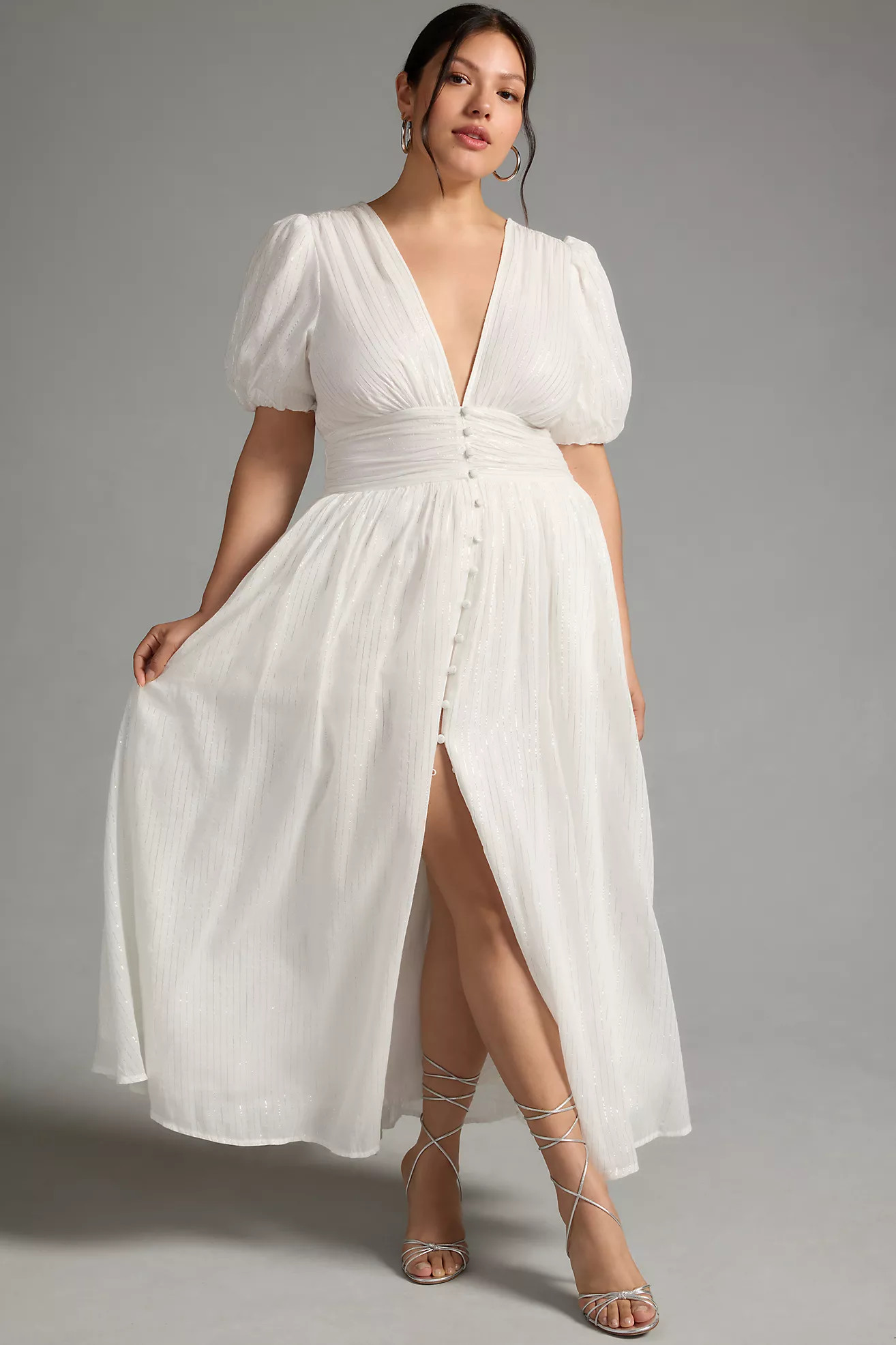 The Catalina Lurex Button-Front Dress | Anthropologie (US)