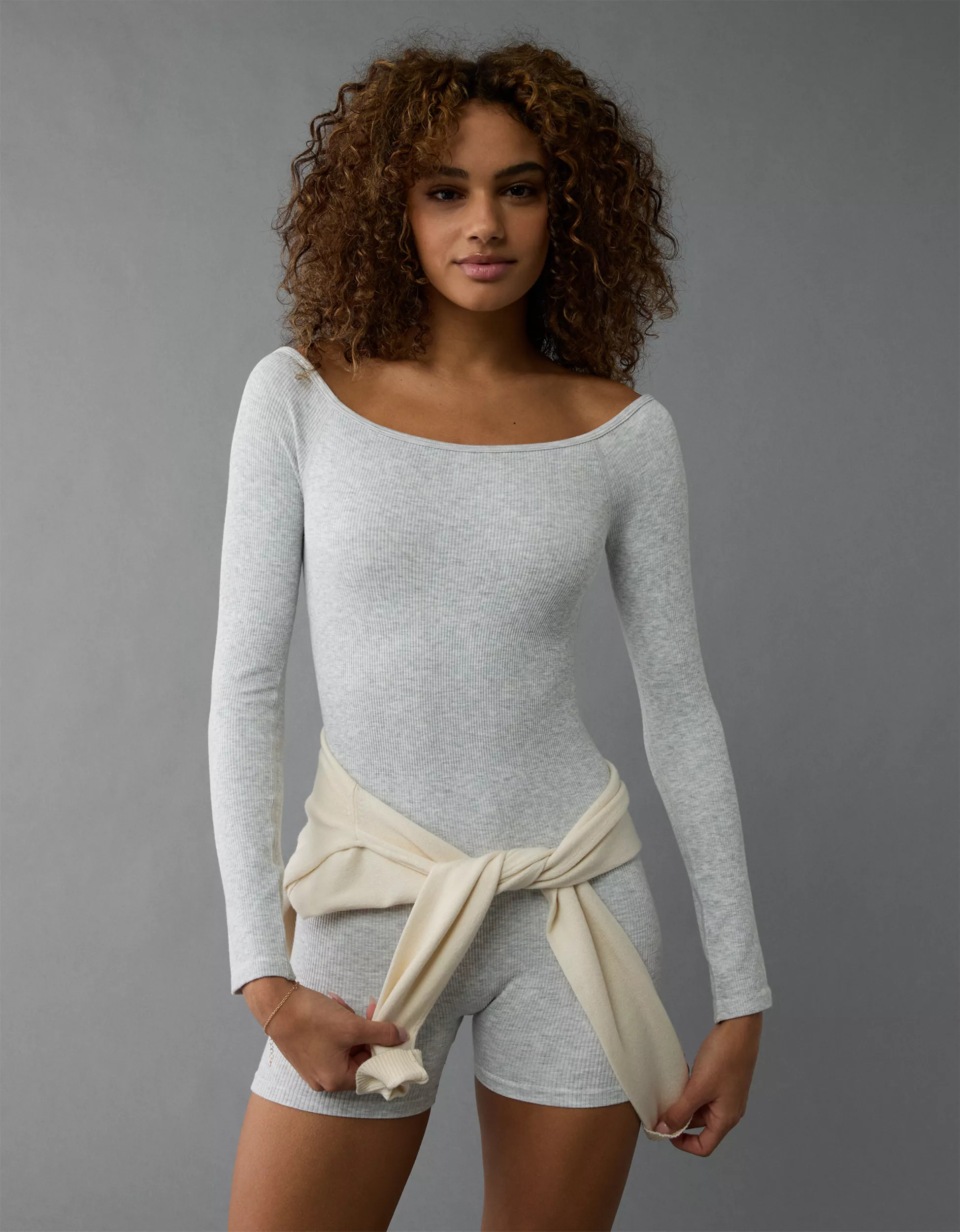 AE Off-The-Shoulder Seamless Lounge Romper | American Eagle Outfitters (US & CA)