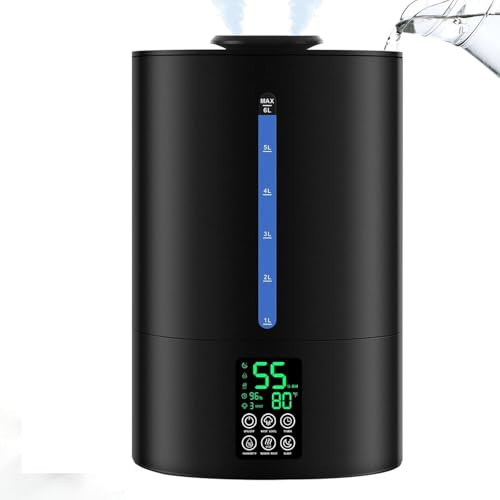 Coolfiqu 6L Humidifiers for Bedroom Large Room Home,Cool and Warm Humidifier for Baby and Plants Hot Mist Top Fill Desk Humidifiers Oil Diffuser,Quiet,Adjustable Mist,360°Nozzle-Black(2026 Upgraded) | Amazon (US)