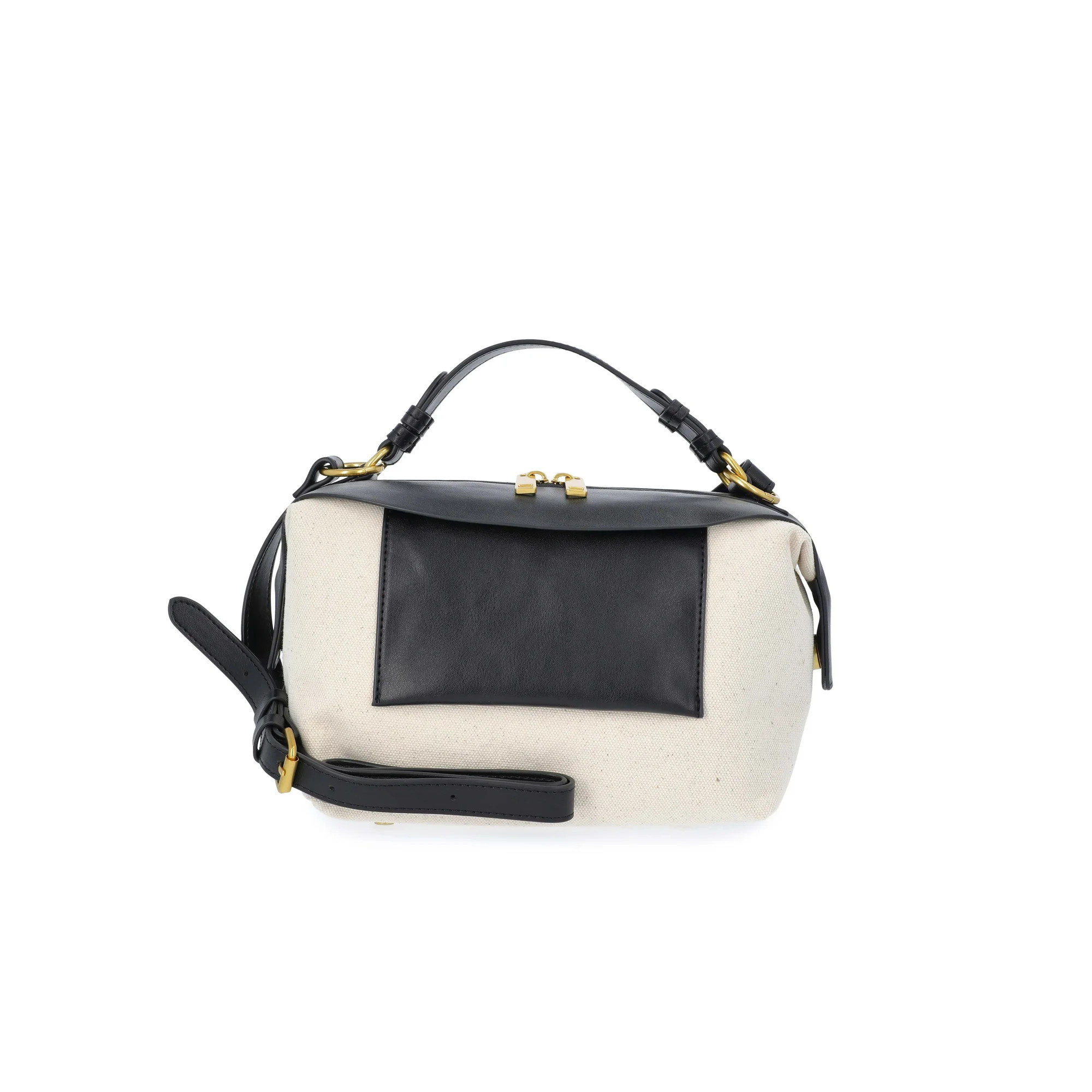 Free Assembly Women's Canvas Crossbody Handbag, Natural/Black | Walmart (US)