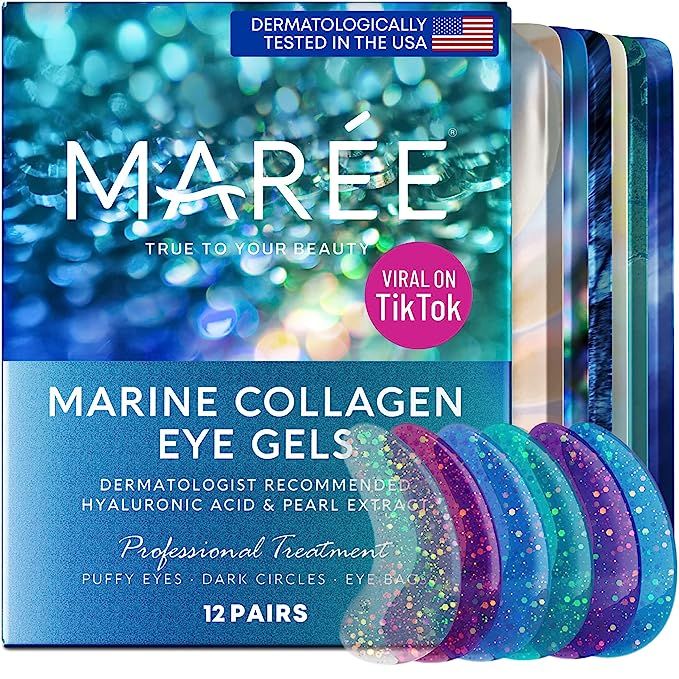 Maree Eye Gel Pads - Reduce Wrinkles, Puffy Eyes, Dark Circles, Eye Bags - Natural Marine Collage... | Amazon (US)