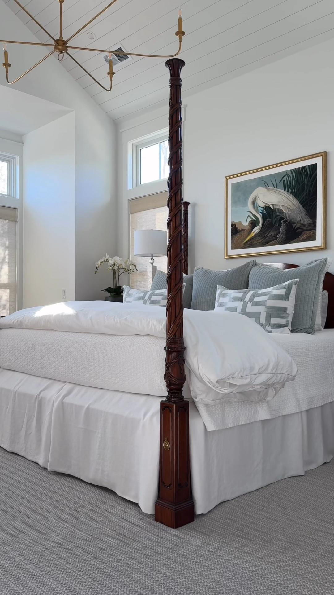 Our master bedroom layered in soft blues, crisp whites, and timeless textures.
Fresh linen bedding, woven wood shades, and traditional details create a calm, quiet space we truly love.

Sources linked here 🤍


#LTKHome