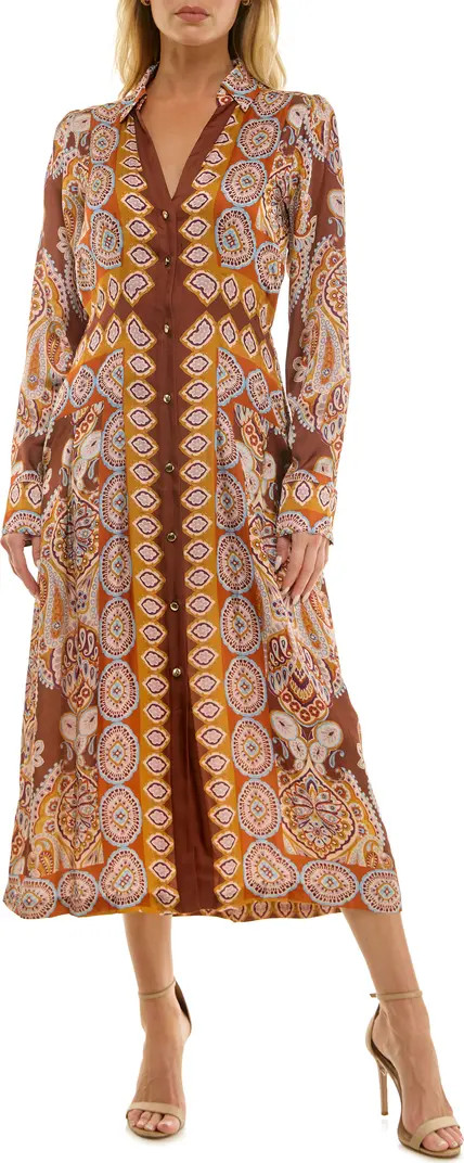 Printed Long Sleeve Midi Shirtdress | Nordstrom