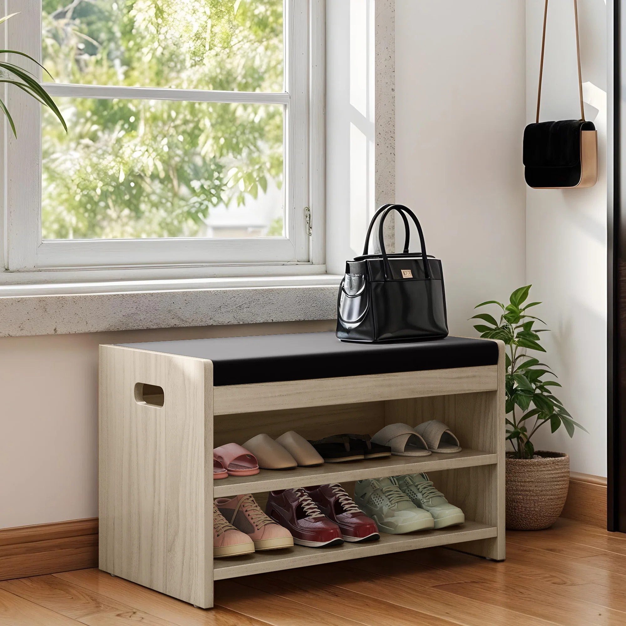 6 Pair PU Shoe Bench With Handle | Wayfair North America