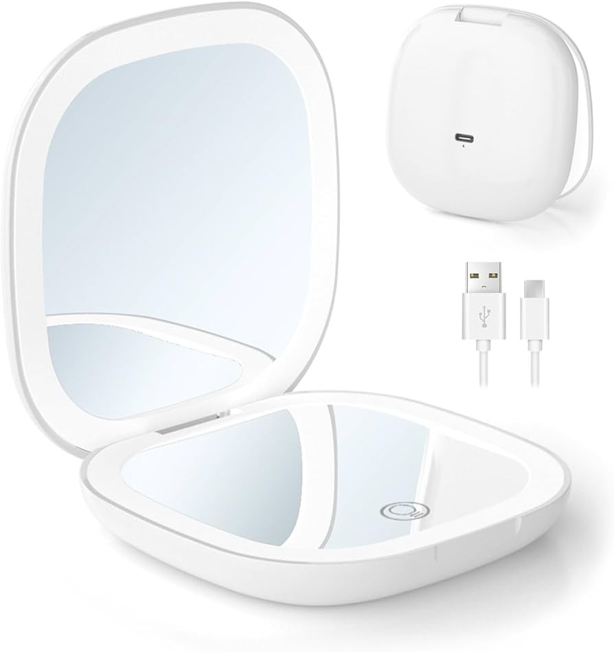 LED Travel Magnifying Makeup Mirror - 1X/10X Rechargeable 4-inch Magnifying Mirror with Light, 3-... | Amazon (US)