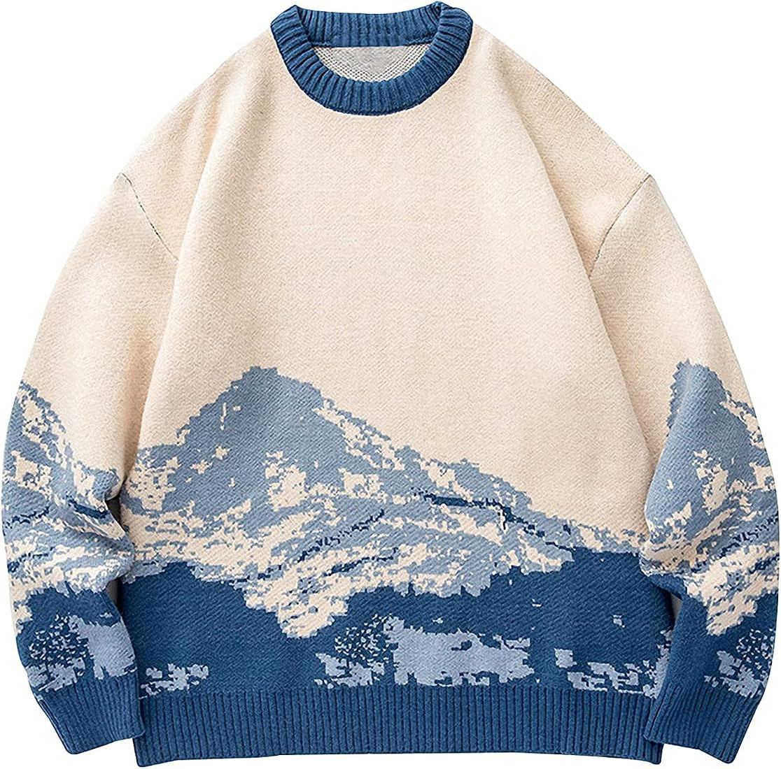 Yimoon Men Sweaters Oversized Graphic Casual Cable Knitted Jumper Pullover Cute Unisex Crewneck R... | Amazon (US)