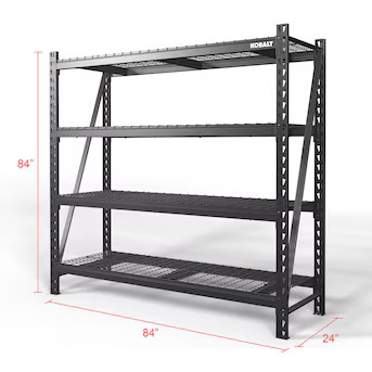Kobalt Bolted Steel Heavy Duty 4-Tier Utility Shelving Unit (84-in W x 24-in D x 84-in H) | Lowe's