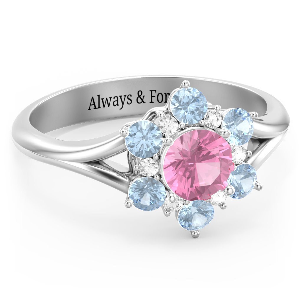 Aurora Round Cluster Ring with Birthstones | Jewlr