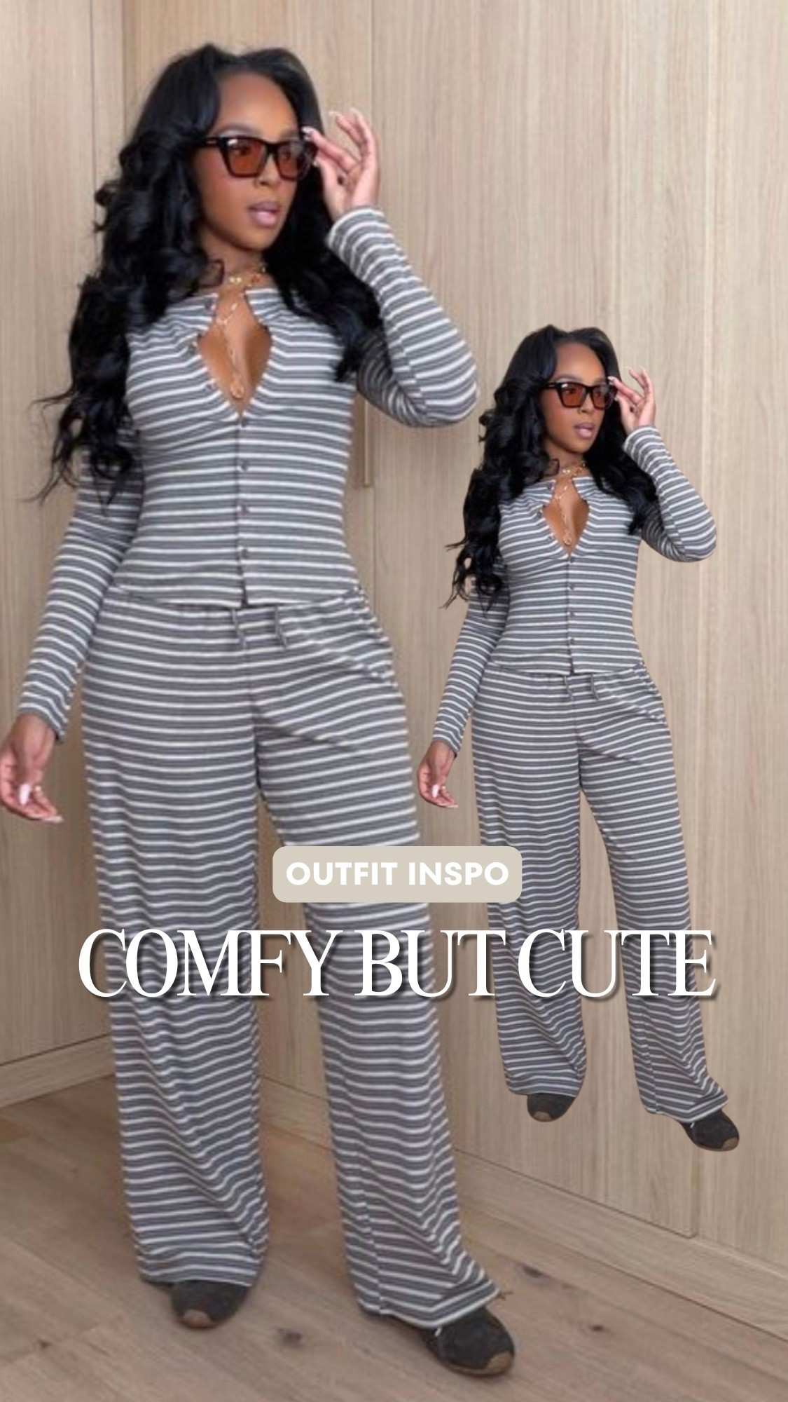 Scroll to shop! ✨ Everything from this look is linked below. 👇🏽

COMFY BUT CUTE 🤎 This striped matching set is giving elevated lounge without looking like pajamas. The fitted zip-up top + relaxed wide-leg pants make it an easy throw-on-and-go look for errands, travel days, coffee runs or a casual weekend.

striped matching set, women’s matching set, comfy cute outfit, elevated loungewear, striped lounge set, wide leg matching set, zip up matching set, casual two piece set, travel day outfit, airport outfit women, cute errand outfit, weekend casual outfit, fall lounge outfit, effortless everyday style, kirasfashionfinds

Wearing: Size Small | 5’4” | 140 lbs | 34D-27-40

Download the FREE LTK app & follow @kirasfashionfinds to shop all my daily finds.

#LTKPetite #LTKStyleTip #LTKFindsUnder100