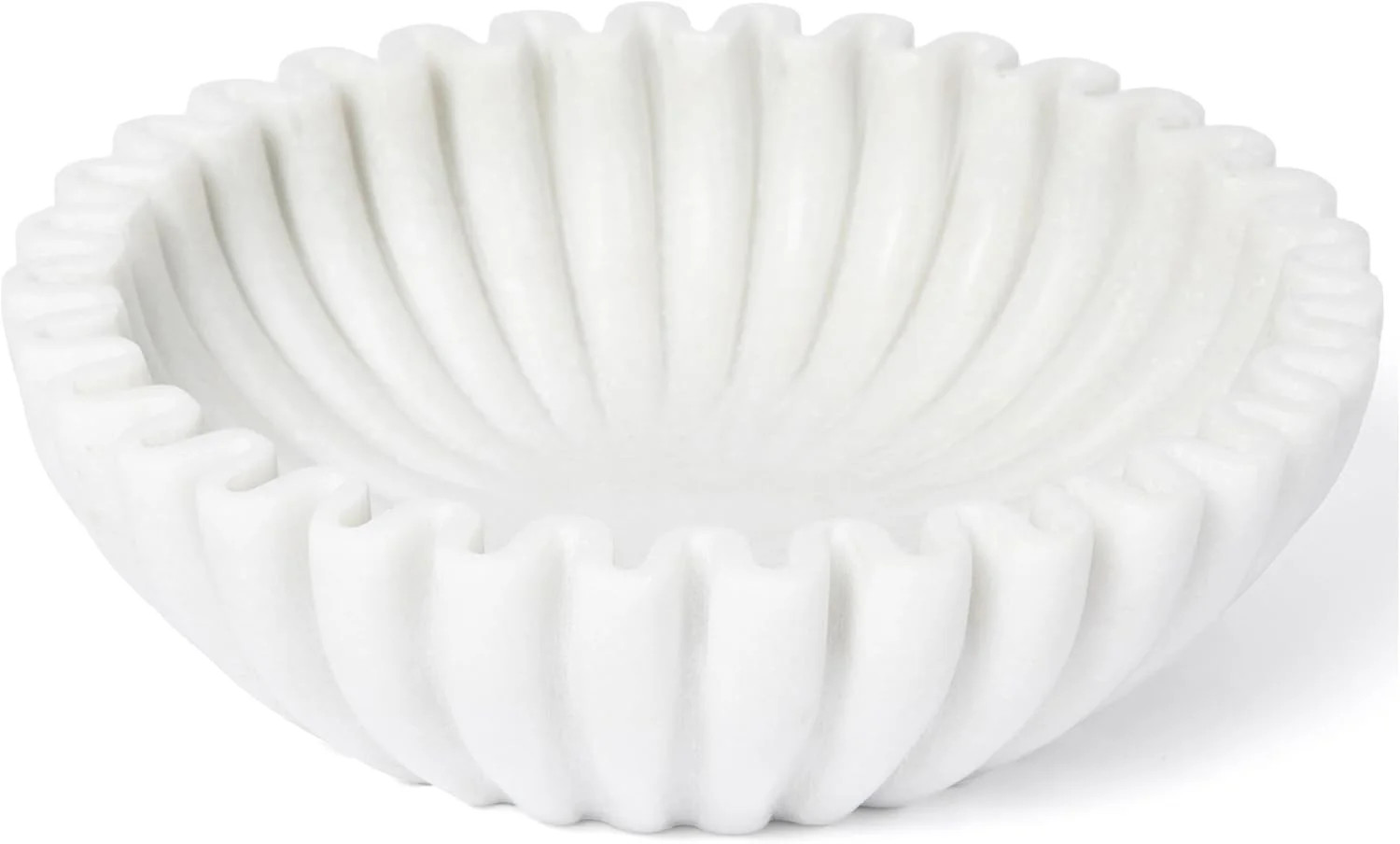 Fluted Marble Bowl Decorative - 10" Marble Fruit Bowl for Kitchen Counter - Large Decorative Bowl... | Walmart (US)