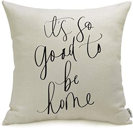Meekio Farmhouse Pillow Covers with It's So Good to Be Home Quotes 18 x 18 Inch Farmhouse Decor H... | Amazon (US)