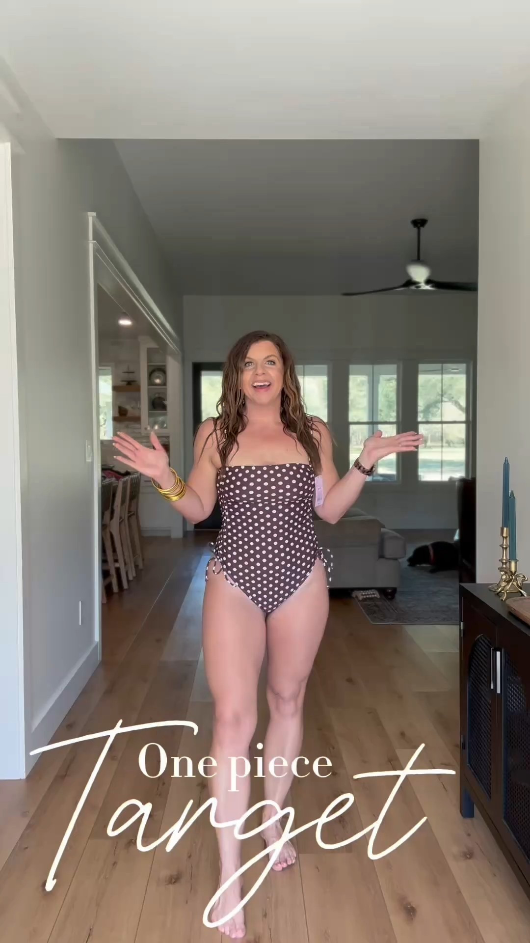 She wore a teeny weeny brown polka dot bikini! This one piece suit from Target is perfection. It’s sexy, flattering, and affordable 

Target, target swim, target style, target bikini, one piece, cheeky one piece, neutral swimsuit, bathing suit, spring fashion, spring break, summer style 

#LTKSeasonal #LTKSwim