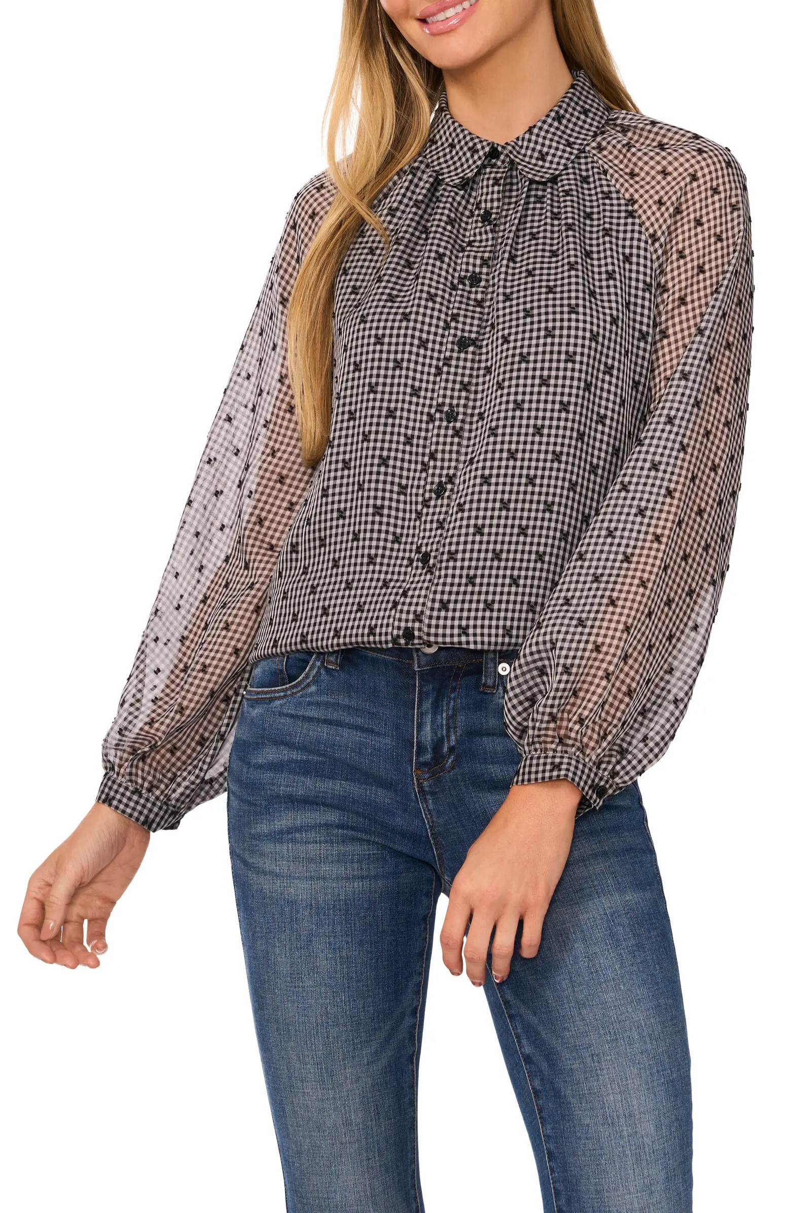 Balloon Sleeve Button-Up Shirt | Nordstrom