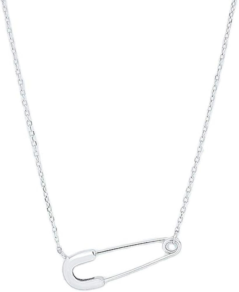 Oidims Safety Pin 925 Sterling Silver Choker Necklace for Women Girls Chain with Pendant 14K Gold... | Amazon (US)