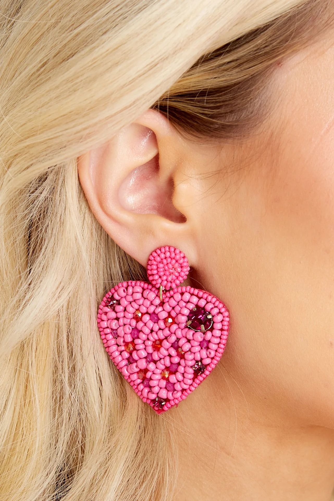 Loving Every Moment Pink Beaded Earrings | Red Dress 